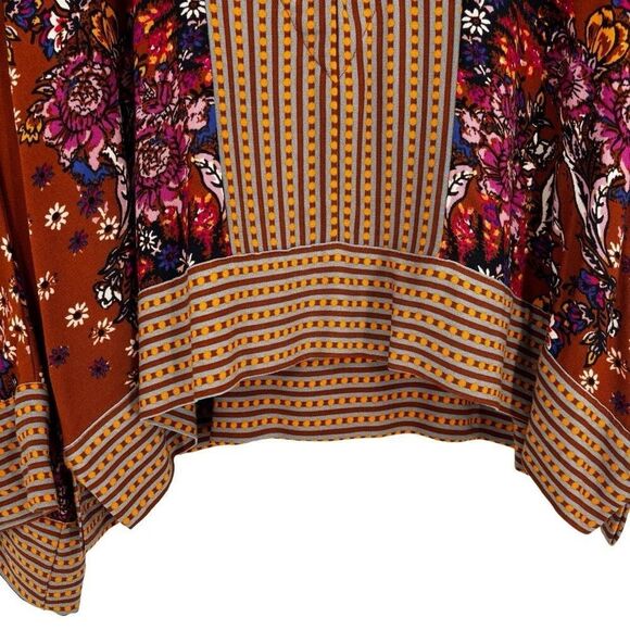 Free People Mix N Match Bohemian Flounce Sleeve Blouse In Burnt Orange Small - Picture 6 of 11